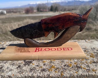 Handmade Black Obsidian Crystal Knife, Stone Blade Art Piece