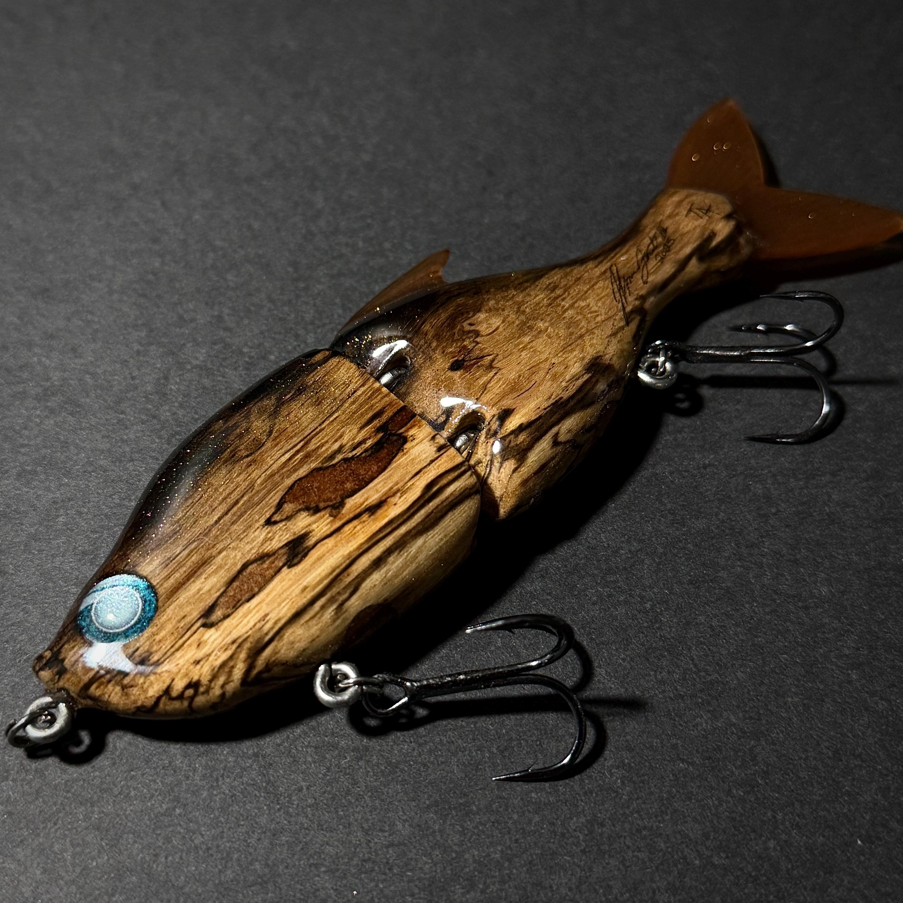 Treysart 6” Inch Handmade Glide Bait Spalted Oak Wooden Fishing