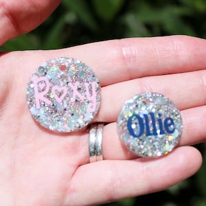 Handmade Glitter Epoxy Dog Tag: Custom Resin Pet ID