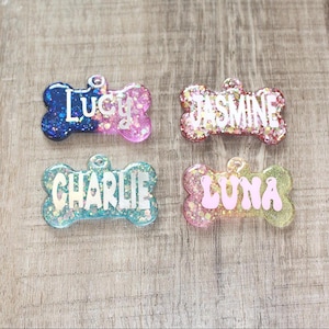 Handmade Glitter Epoxy Dog Tag: Custom Resin Pet ID