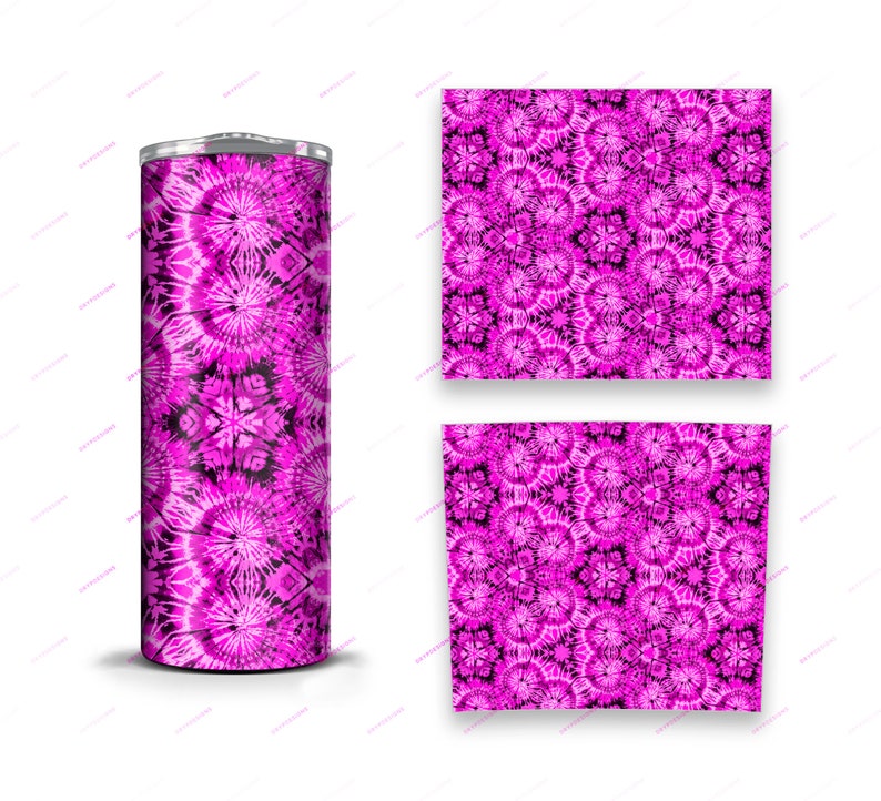 Pink Tiedye Tumbler Wrap PNG Sublimation Design - Straight and Tapered ...