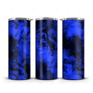 Black + Blue Smoke Tumbler Wrap PNG Sublimation Design - 20oz Skinny Tumbler - Straight and Tapered - Instant Digital Download Files