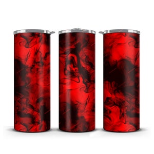 Rojo + Negro Humo Tumbler Wrap PNG Diseño de sublimación - Vaso flaco de 20 oz - Recto y cónico - Archivos de descarga digital instantánea