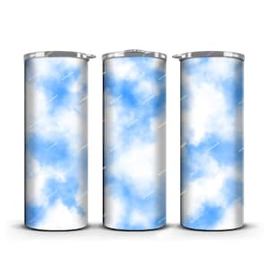 Cloudy Blue Skies Tumbler Wrap PNG Sublimation Design - 20oz Skinny Tumbler - Recht en taps toelopend - Instant Digital Download Files
