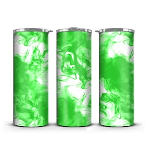 Groen + Wit Rook Tumbler Wrap PNG Sublimation Design - 20oz Skinny Tumbler - Recht en taps toelopend - Instant Digital Download Files