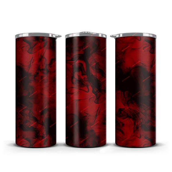 Black + Maroon Smoke Tumbler Wrap PNG Sublimation Design - 20oz Skinny Tumbler - Straight and Tapered - Instant Digital Download Files