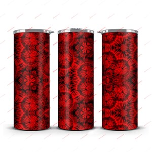 Red Tiedye Tumbler Wrap PNG Sublimation Design - Straight and Tapered 20oz Skinny Tumbler - Instant Digital Download Files