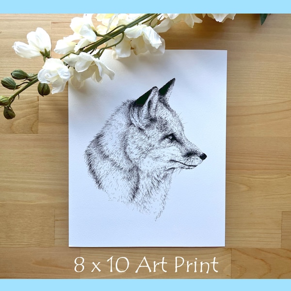 Red Fox Pen and Ink Print