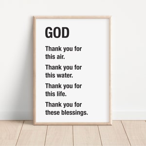 Thank you, God, blessings, spiritual quotes, life, religious quotes, posters, wall art, digital print, motivational, inspirational, family,