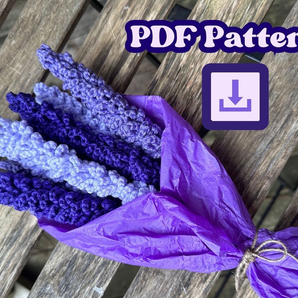 Crochet Lavender Pattern, Crochet Lavender, Easy Crochet Pattern, Lavender Pattern, Crochet PDF, DIY, Home Decor, Crochet Flower, Beginner