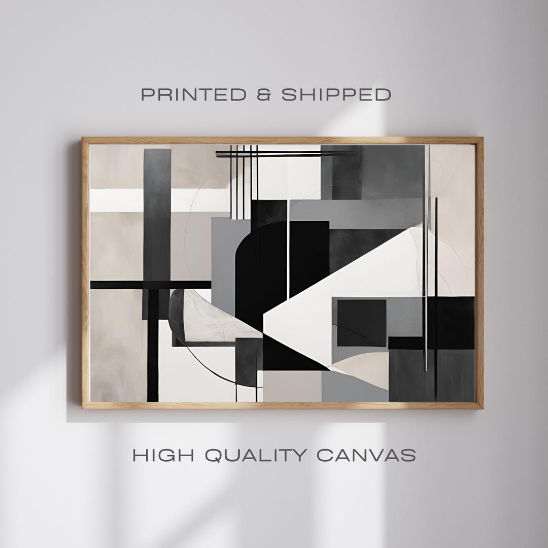 Black & White Geometric Canvas Art: Modern Minimalist Wall Decor - Etsy