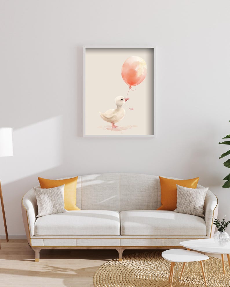 Duck With Balloon Art Print: Whimsical Nursery Decor (digital Download ...