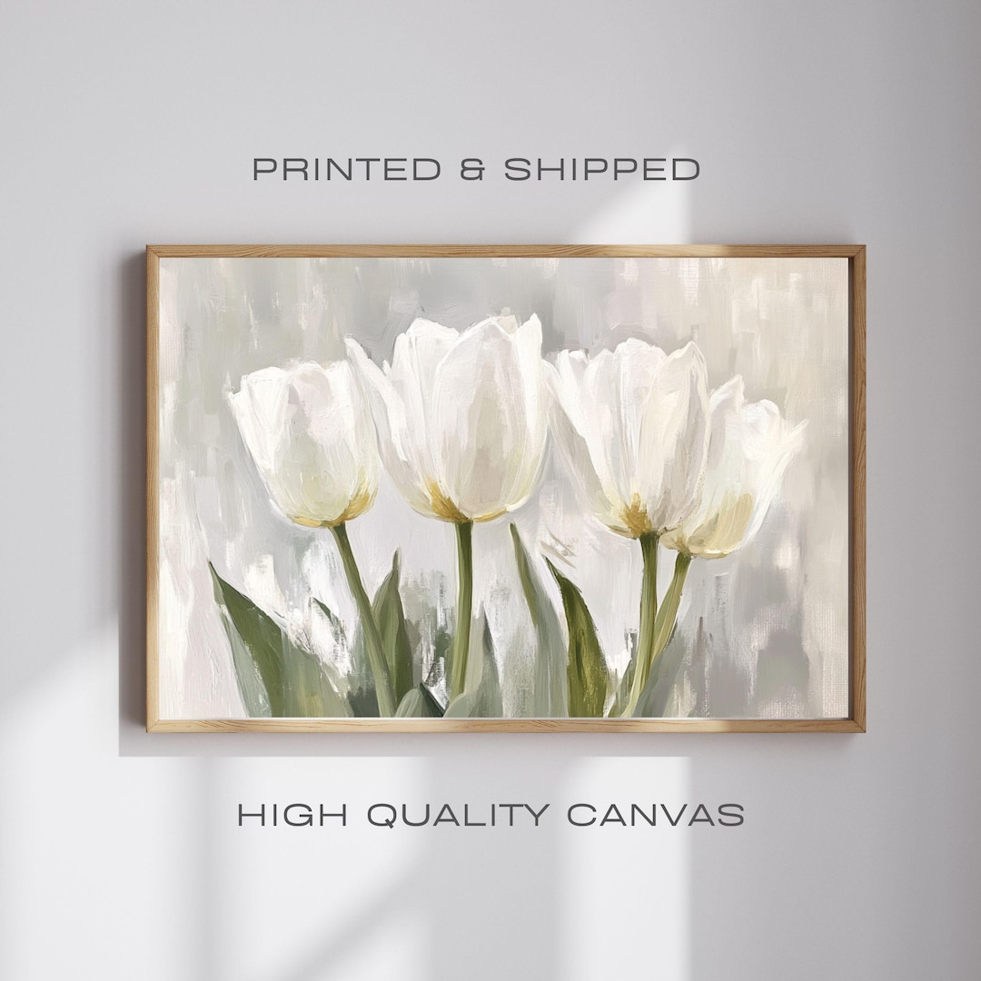 Elegant White Tulip Art Print: Rustic Floral Wall Decor - Etsy