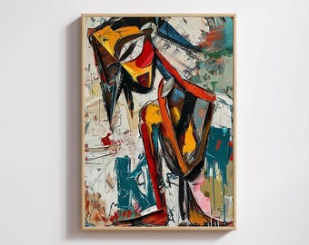 Picasso Abstract Figure Print: Modern Cubist Geometric Art (Digital Download)