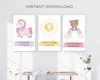Poster Affirmation Tier | Kinderzimmer Dekor (Digitaler Download)