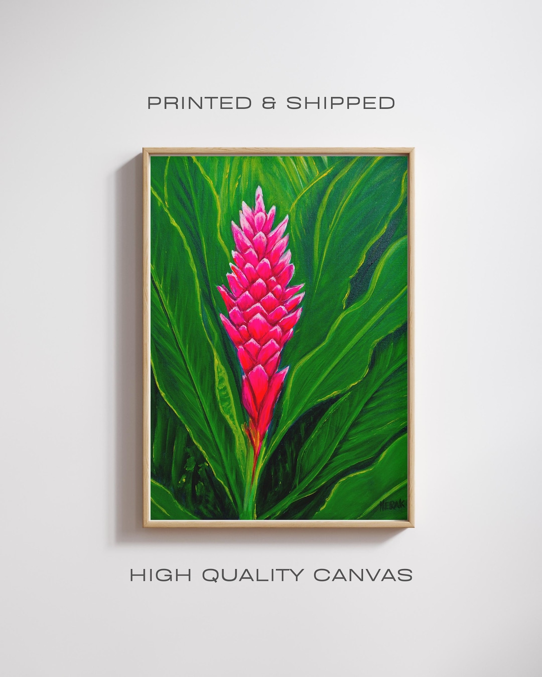 Hot Pink Ginger Flower Canvas Print: Tropical Botanical Wall Art - Etsy