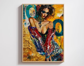 Gustav Klimt Woman Art Print: Abstract Female Portrait (Digital Download