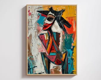 Picasso Inspired Face Art Print: Abstract Cubist Expression (Digital Download