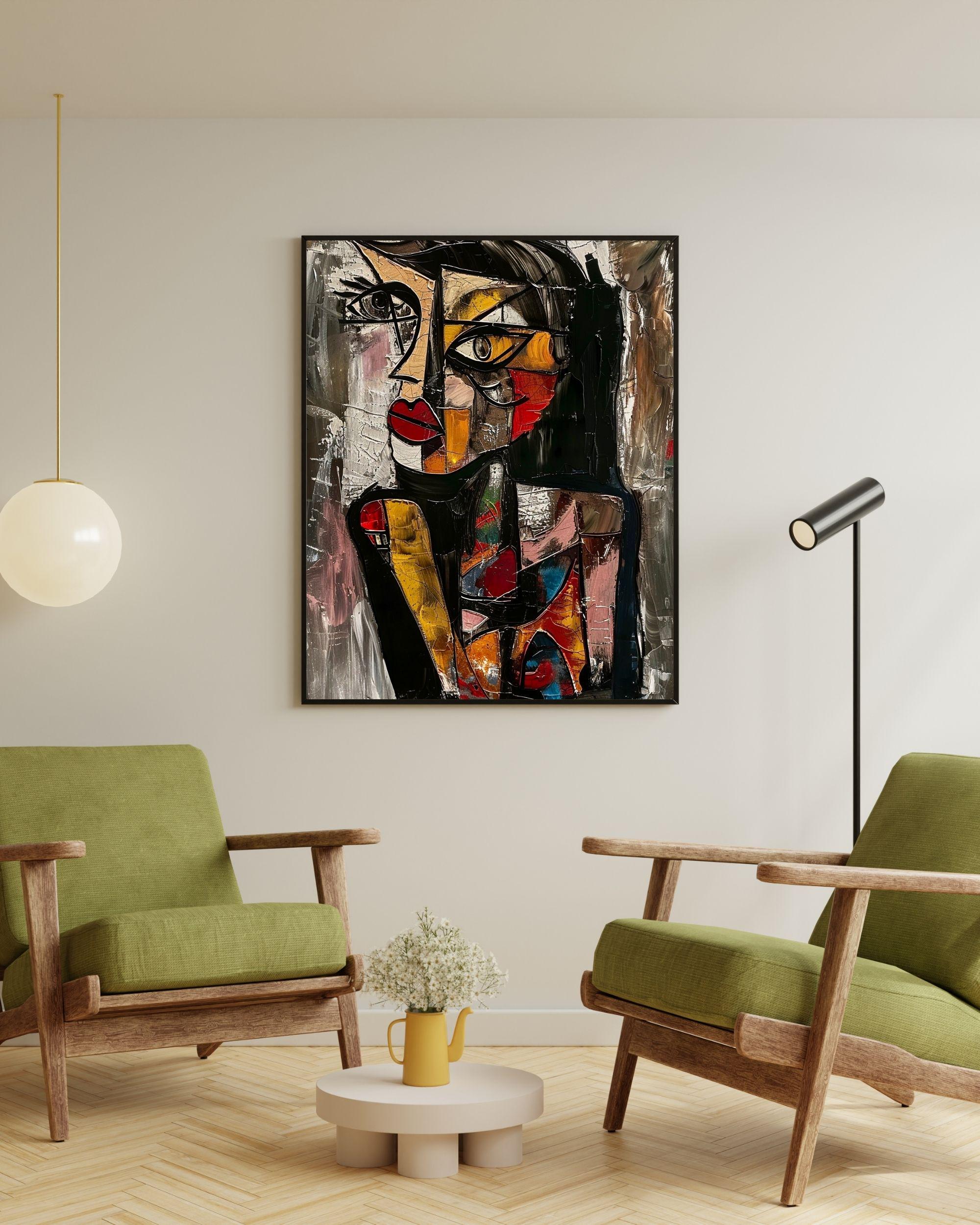 Picasso Style Woman Art Print: Abstract Cubism Star Portrait (digital ...