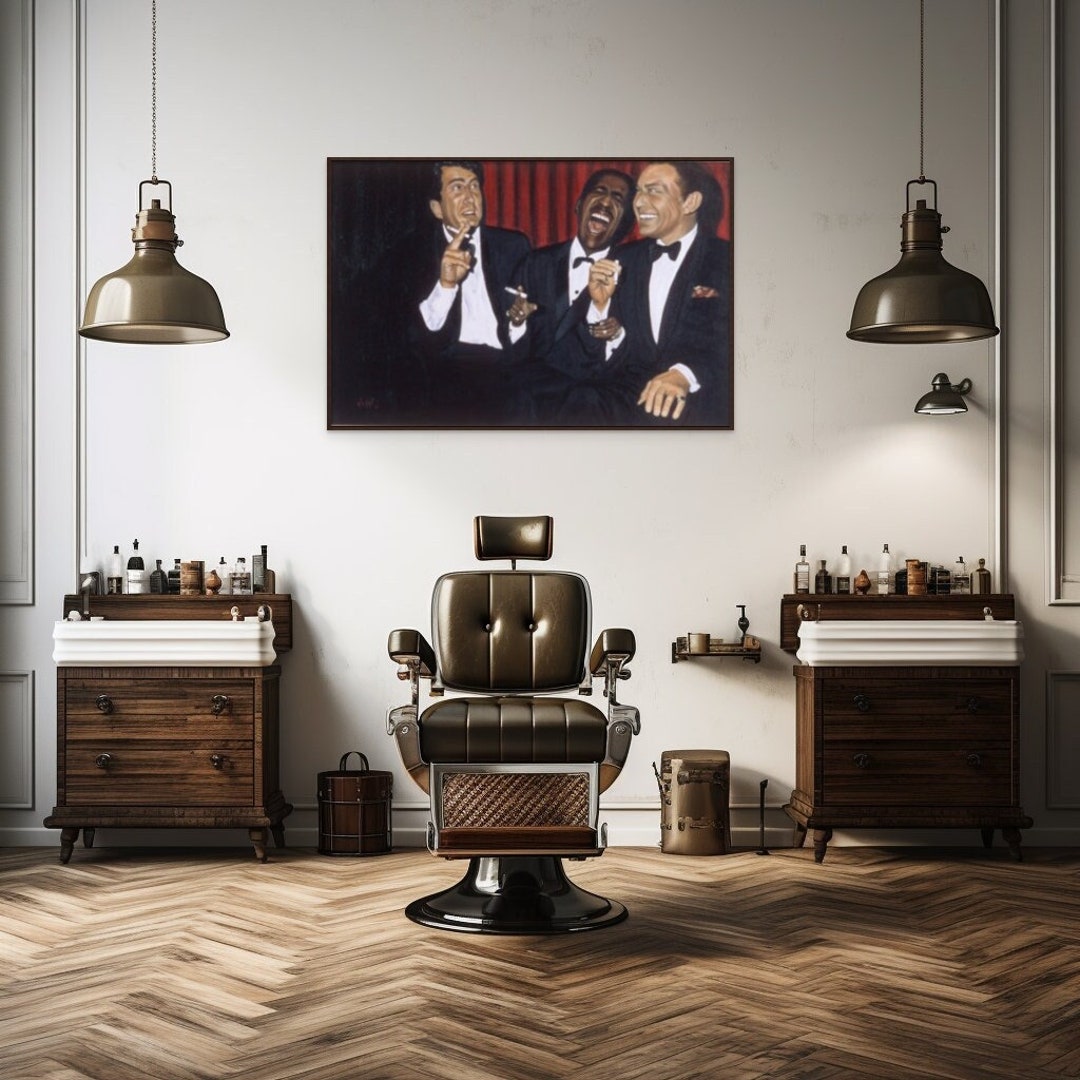 Vintage Rat Pack Oil Painting Print Iconic Las Vegas Casino Art Rat