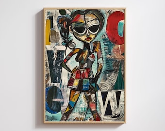 Abstract African Art Print: Picasso-Inspired Cubist Decor (Digital Download)