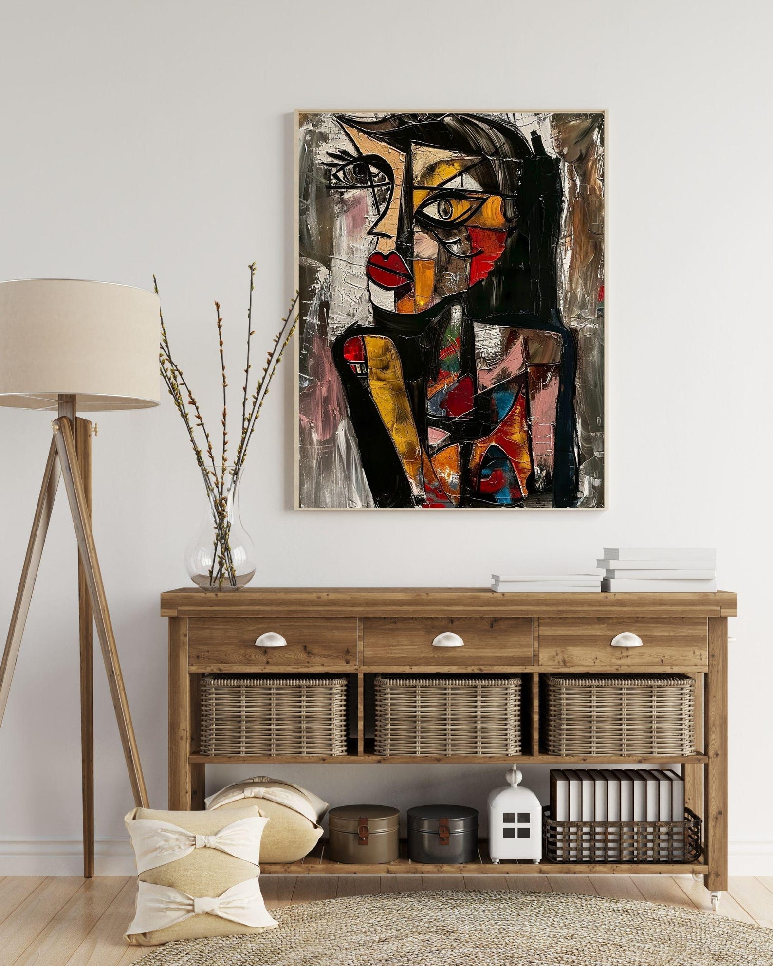 Picasso Style Woman Art Print: Abstract Cubism Star Portrait (digital ...