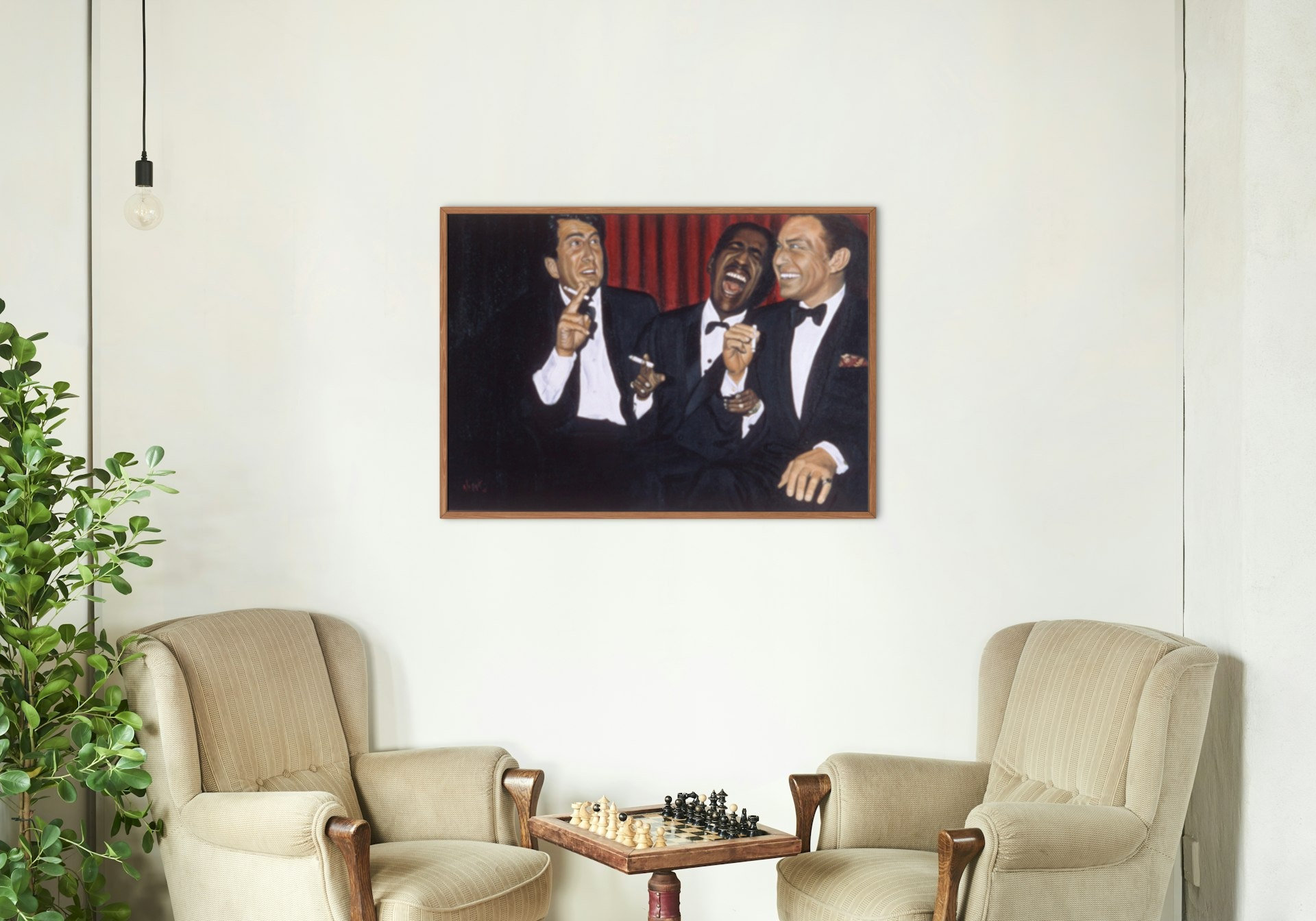 Rat Pack Original Oil Painting on Canvas Vintage Style Wall Decor Rat Pack Canvas Print Famous