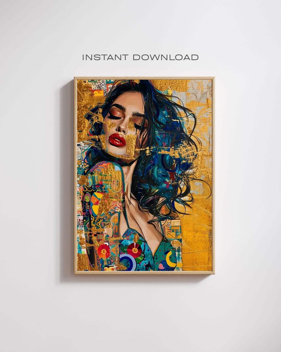 Gustav Klimt Inspired Fashion Art Print: Gilded Woman Portrait (digital ...