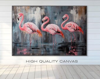 Modern Flamingo Art Print: Abstract Pink Bird Canvas