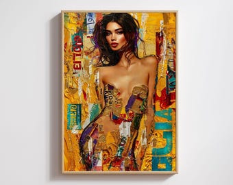 Gustav Klimt Style Woman Portrait: Abstract Art Nouveau Print (Digital Download)