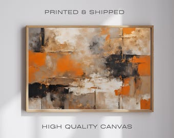 Burnt Orange Abstract Canvas Art Print: Earth Tone Modern Wall Decor