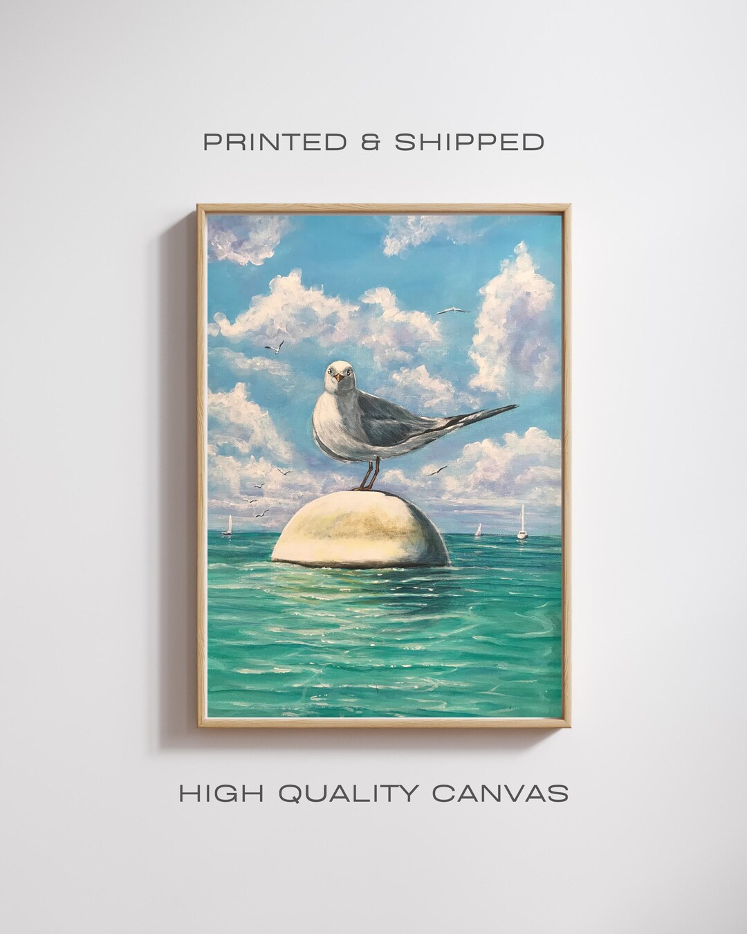Seagull Canvas Print: Coastal Ocean Bird Wall Art - Etsy