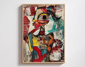 Picasso Style African Street Art Print: Abstract Graffiti (Digital Download)