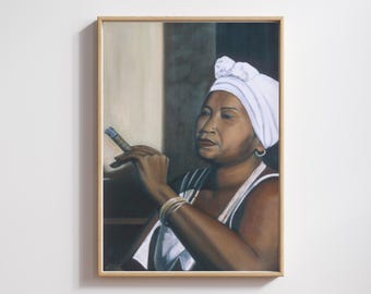 Cuban Woman Cigar Canvas Print | Authentic Cuban Art