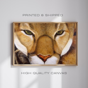 COUGAR CANVAS WALL Art | Puma Face Painting Print | Big Cat Oil Canvas Art | Wildlife Nature Wall Decor | Ethically Made Print | Puma Print