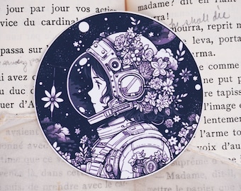 Dreaming Astronaut Girl | Vinyl Waterproof Sticker Anime Sticker Die Cut Vinyl Stickers for Water Bottle Sticker Laptop