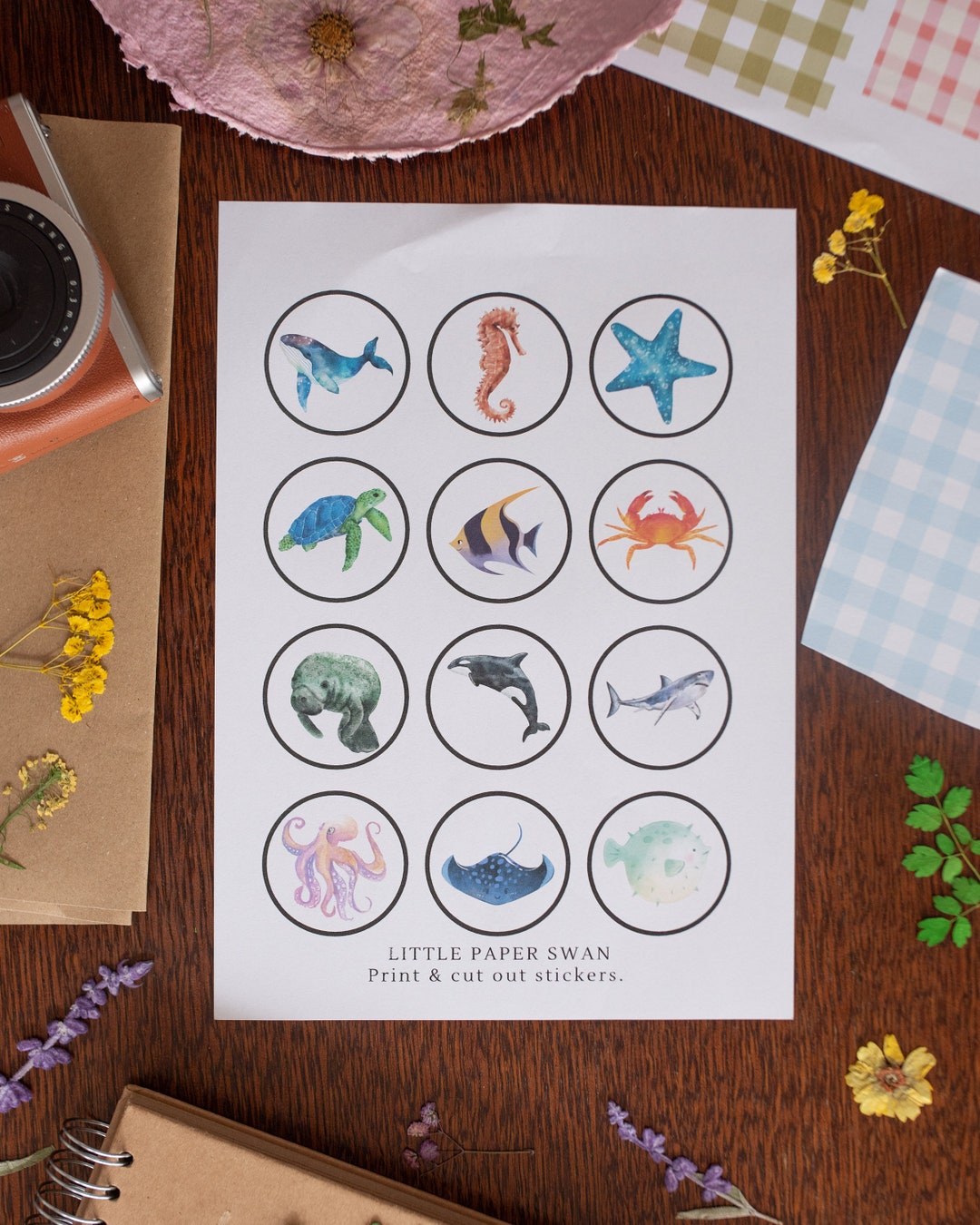 Sea Life Printable Sticker Digital Download - Etsy