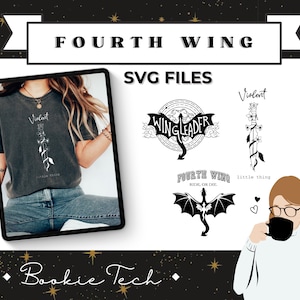 Fourth Wing SVG Files | Fantasy | Rebecca Yarros | Dragons | The Empyrean Series | Bundle DIY | Book Kindle Lovers | Booktok | Cricut