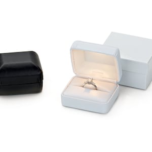 Rectangle Leatherette LED light up Wedding Engagement Ring Box available in Black and White