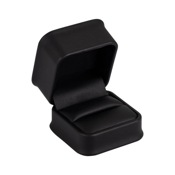 Square Leatherette Wedding Engagement ring Box available in Black, Bronze, White, and Ivory