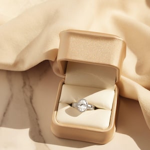 Square Rose Gold Leatherette Engagement Ring Box
