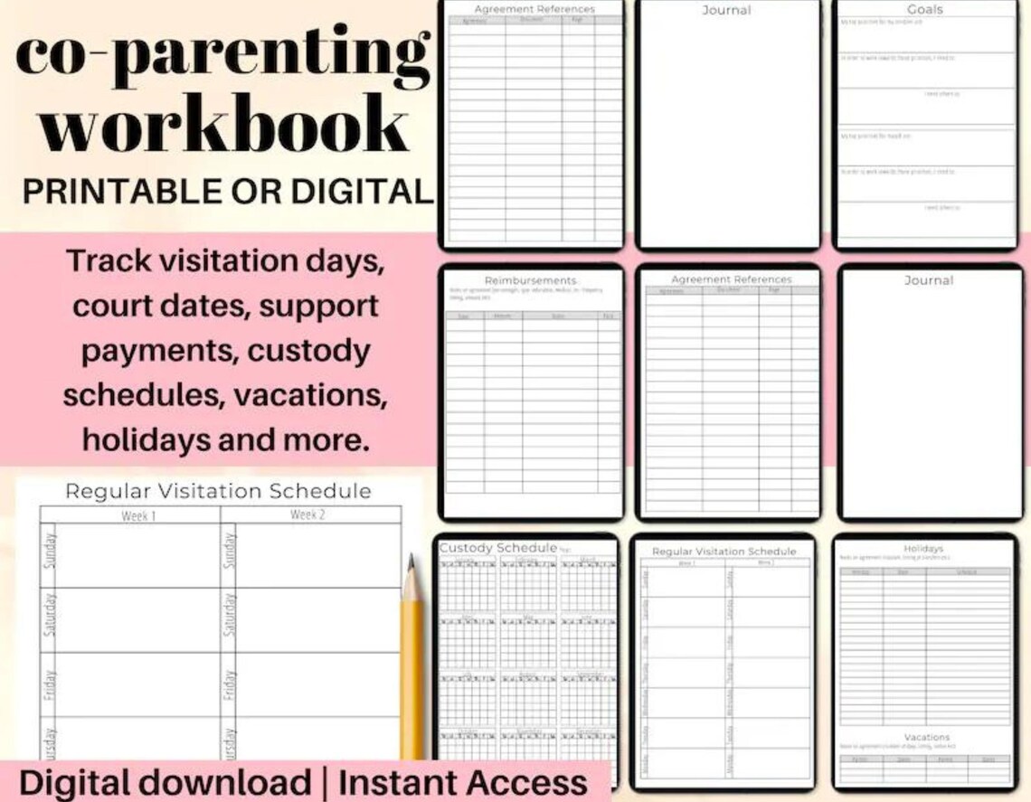 Child Custody Binder, Coparenting Child Custody Planner Printable