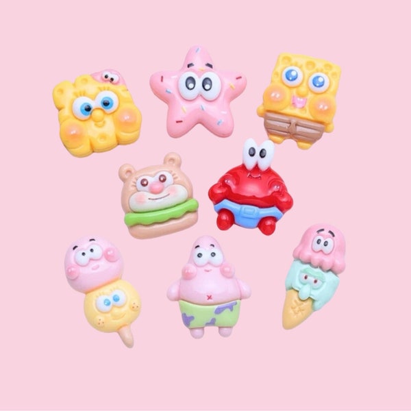 Yellow Sponge and  Friends shoe charms, Kawaii shoe charms, cute croc charms, buckle accessories