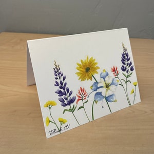 Watercolor Mountain Wildflowers Card - high-end luxury greeting cards, thank you cards, birthday card, all-occasion cards