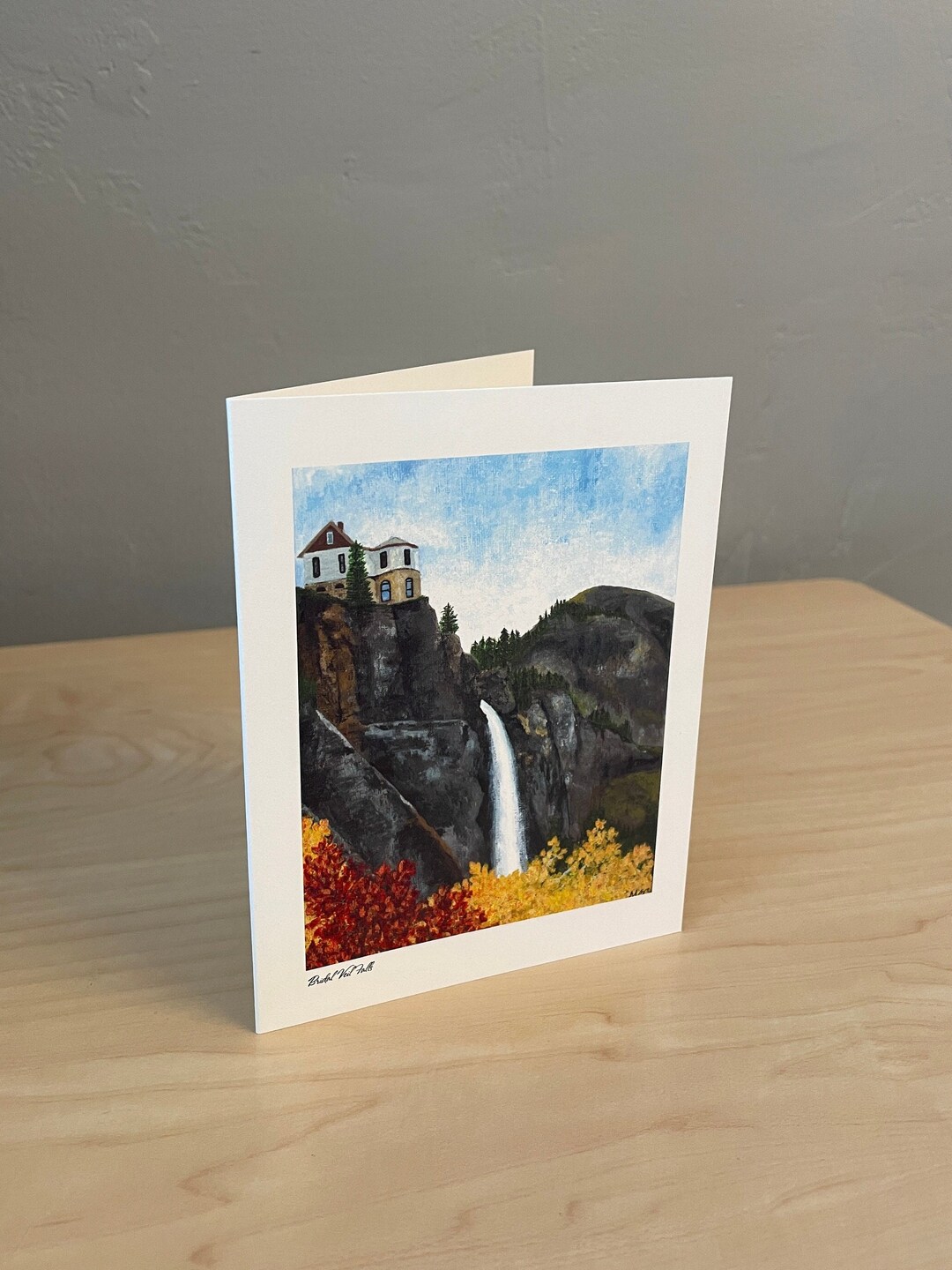 Watercolor Waterfall Greeting Card: Bridal Veil Falls Art Card - Etsy