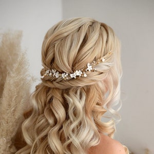 Flowers Wedding Hair Vine, Bridal Hair piece, Wedding Headband, Bridal Hair Accessories, Flowers Bridal Headpiece image 1