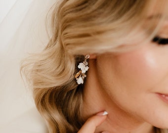 Statement Earrings, Flowers Bridal Earrings, Boho Bridal Accessories, Boho Bridal Earrings, Bridal Earrings, Wedding Jewelry