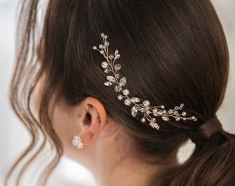 Pièce de cheveux de mariage en perles, accessoires de cheveux de mariée, vigne de cheveux de mariage en fleurs, casque de mariée en perles