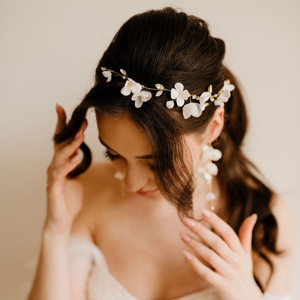 Flowers Wedding Headpiece, Bridal Hair piece, Wedding Headband, Bridal Hair Accessories, Flowers Bridal Hair Vine