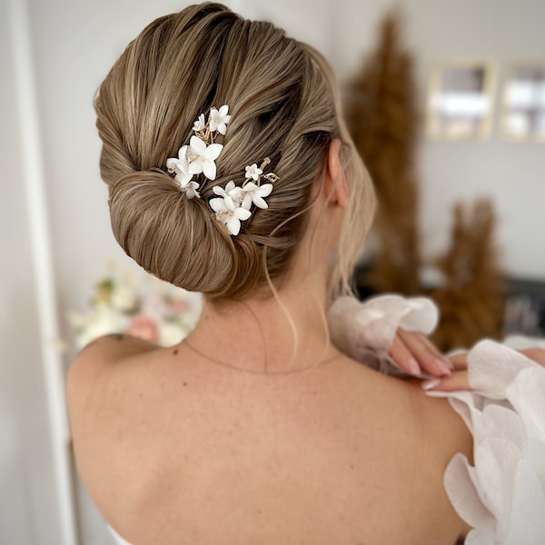 Pinces à cheveux de mariage de fleurs, pince à cheveux de mariée, morceau de cheveux de mariage, cadeau de mariée, pince à cheveux de perle